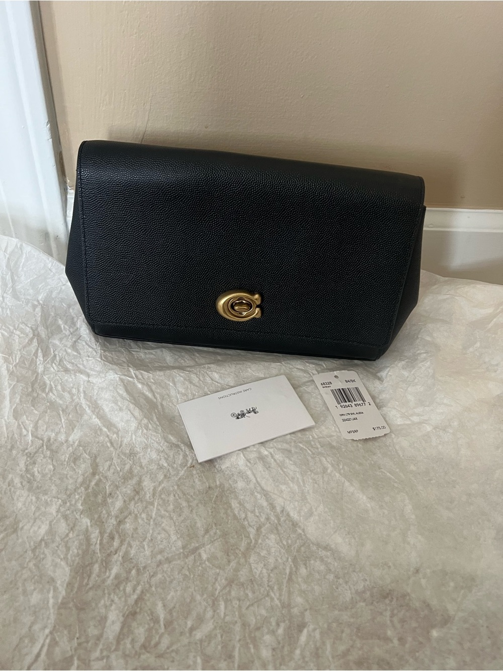 Coach Black Leather Clutch with Gold Turnlock
